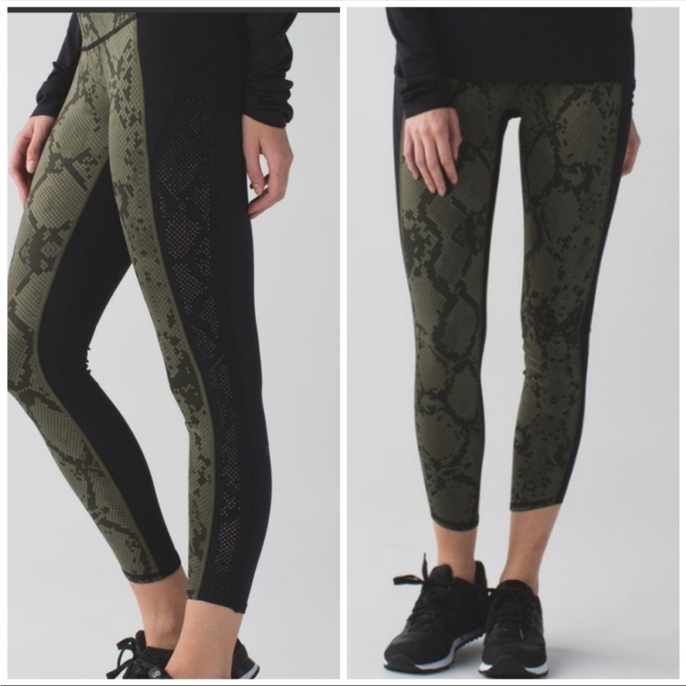 Lululemon Hi Rise Green & Black Beyond Boundaries Leggings 8
